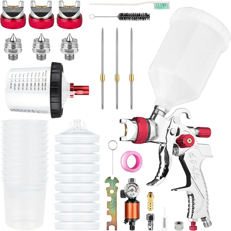 

HVLP Air Spraygun Set With Disposable Paint Cup 600Cc,With Air Compressor Water/Oil Separator,For Furniture DIY Painting