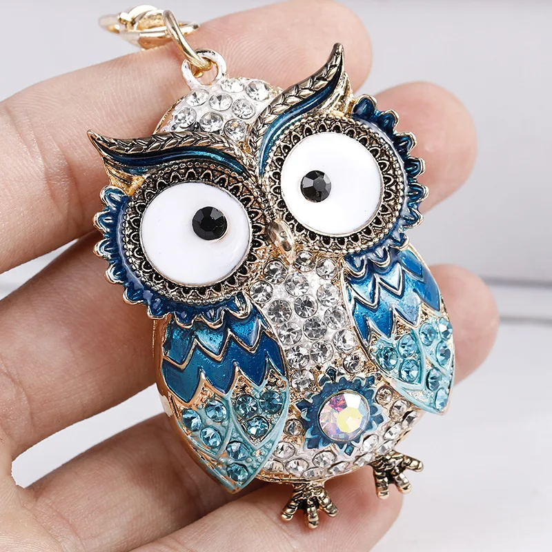 Nuovi animali creativi portachiavi gufo carino diamanti in metallo portachiavi moda uomo gioielli fatti a mano regalo portachiavi borsa Charms