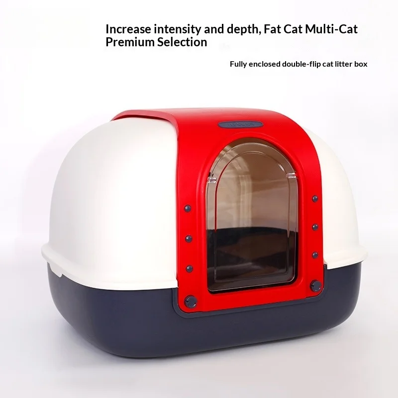 Caja de arena cerrada para gatos con tapa abatible, sin olores - imagen 3