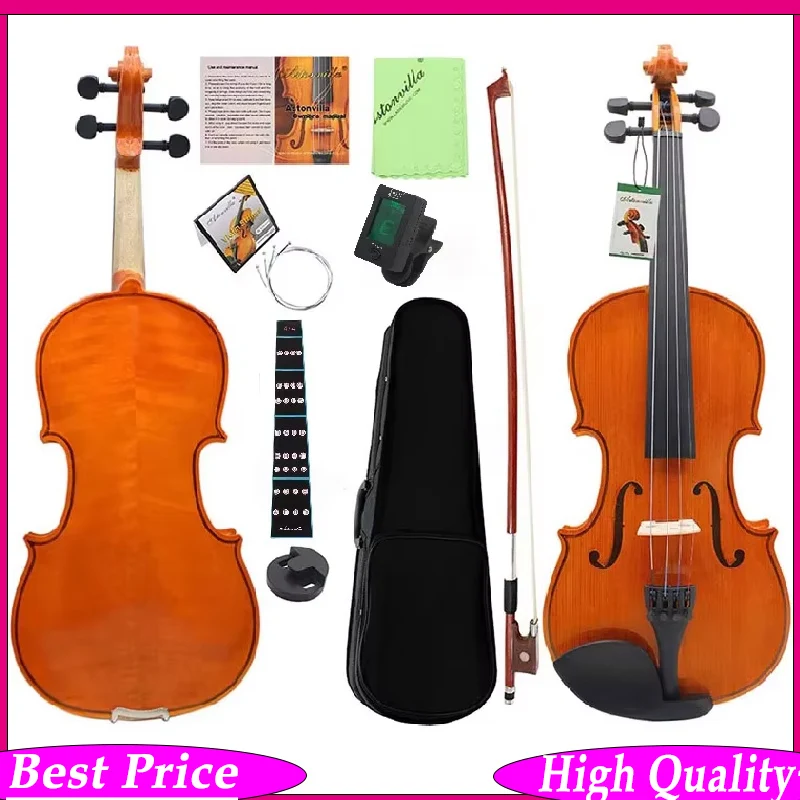 Professional Acoustic Violin Set for Beginners Kids & Adults Full Size Fiddle with Case & Bow Available in 1/2 1/4 1/8 3/4 4/4