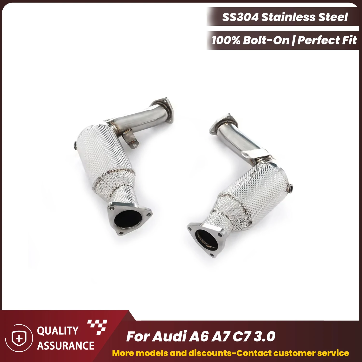 

ECCF Sports Downpipe With Heat Shield For Audi A6 A7 C7 3.0 Aggressive Exhaust Sound High Flow Performance Upgrade