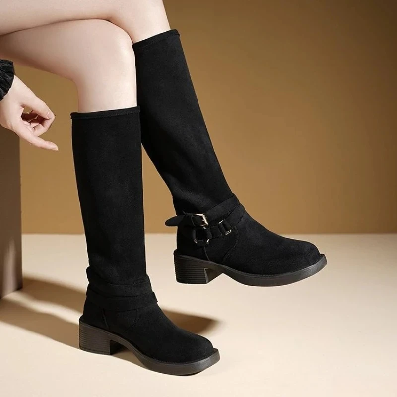 

2026 New Casual Versatile Women's Boots High Quality Fashion Comfortable Pointed Thick Heeled Boots Thick Soled Women's Shoes
