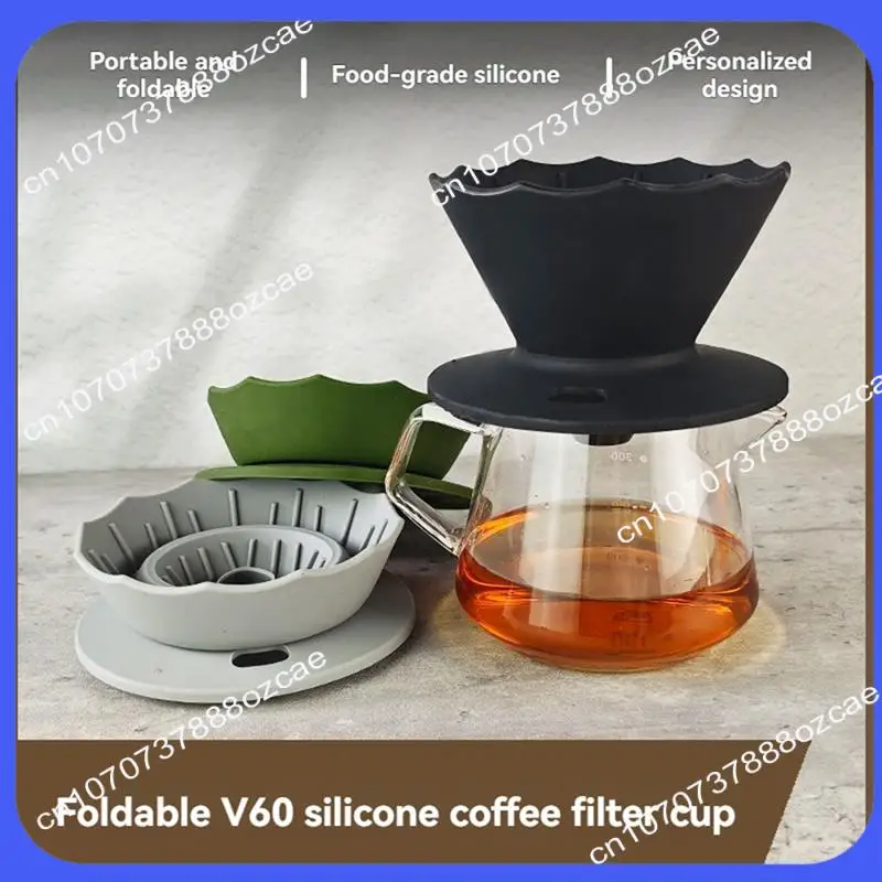 A26P قابل للطي صب على فنجان القهوة سيليكون التخييم فلتر القهوة للسفر التخييم مكتب هوم اكسسوارات القهوة الأخضر