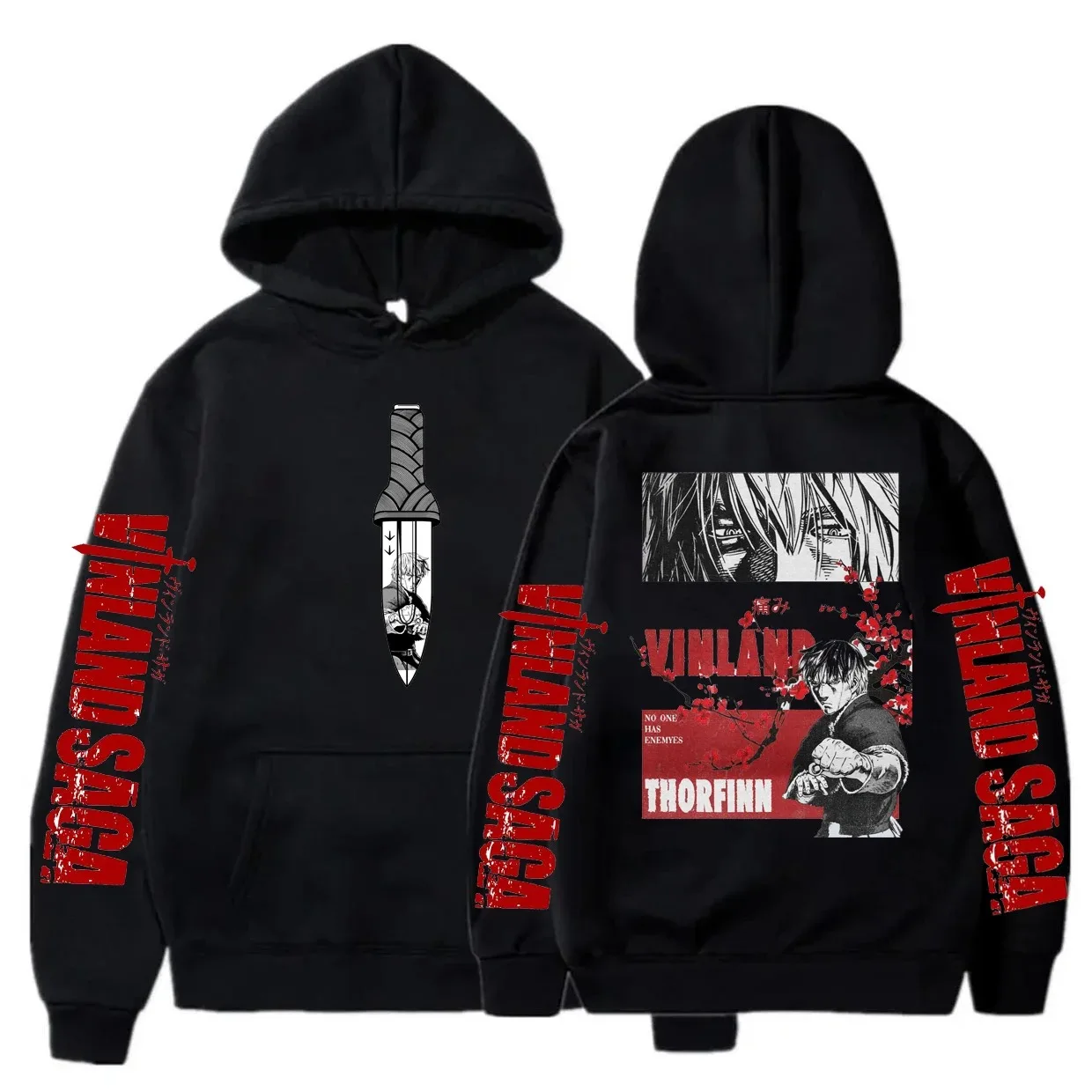 Sudadera con capucha con estampado de Manga de Anime con tema histórico, jerséis informales holgados para hombres y mujeres, ropa de calle de gran tamaño a la moda de Manga larga