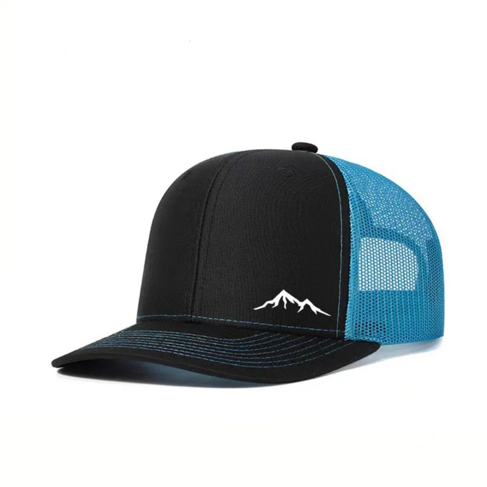 

Breathable Quick-Drying Baseball Cap Flat Brim Mountain Embroidery Snapback Hat Sun Protection Adjustable Mesh Duckbill Cap