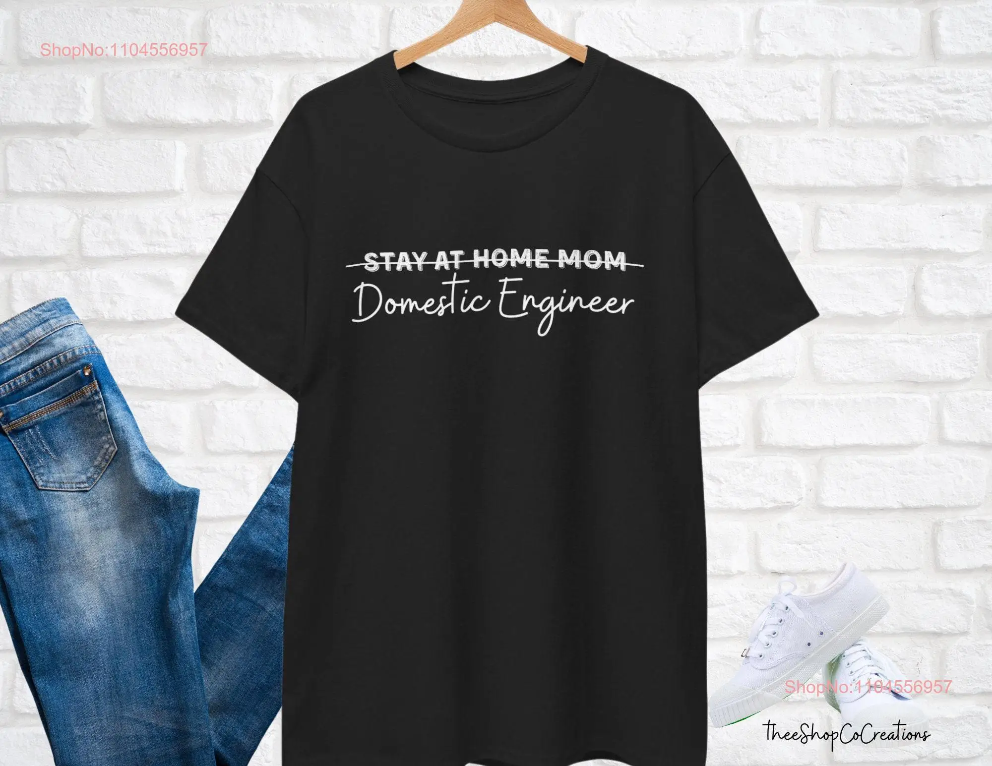 تي شيرت قطني للمهندس المحلي يبقى في المنزل والزوجة تي شيرت أمي لايف ماما تي شيرت SAHM بأكمام طويلة أو قصيرة #1