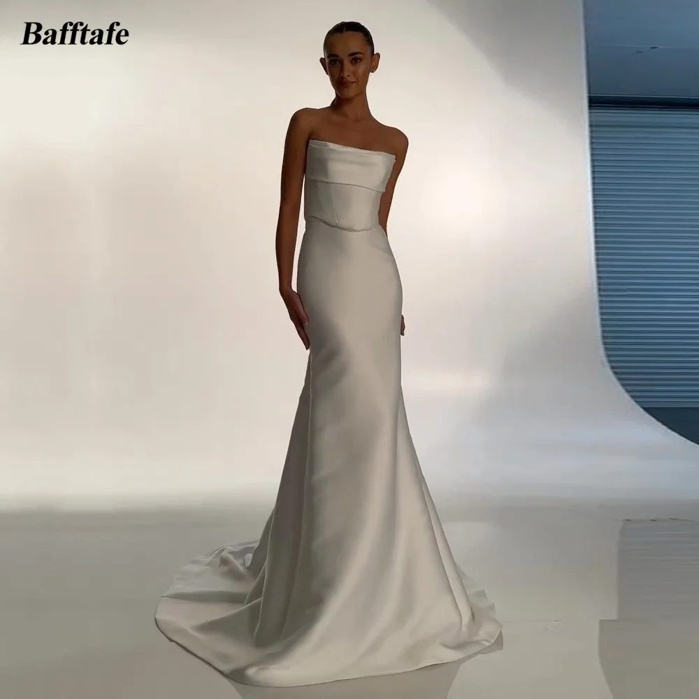 Bafftafe Meerjungfrau-Satin-Hochzeits-Brautkleider, maßgeschneidert, trägerlos, ärmellos, formelle Hochzeits-Brautkleider, Damen-Partykleid 学D XIagala