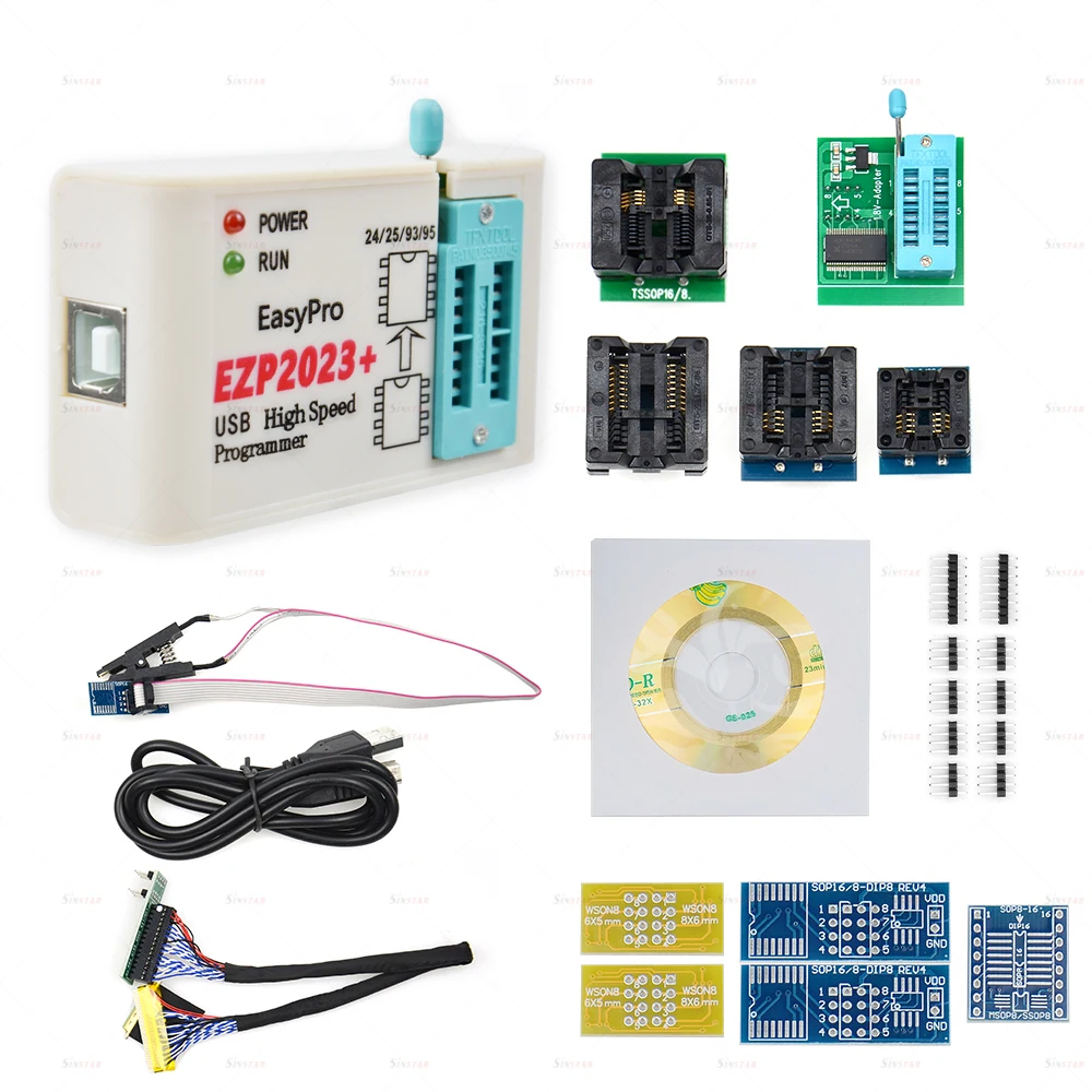 100% Original EZP2023 USB SPI Programmer with 12 Adapter Support 24 25 93 95 EEPROM Flash Bios Minipro Programming Calculator