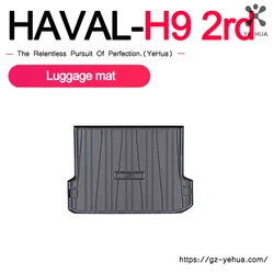 For GWM Haval H9 2rd 2024 +Car Accessories Cargo Liner Specialized TPE Trunk Floor Mat Waterproof Durable Carpet