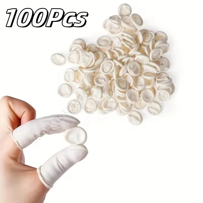100Pcs Disposable Fingertips Protector Gloves Natural Rubber Non-slip Anti-static Latex Finger Cots Fingertips Durable Tool