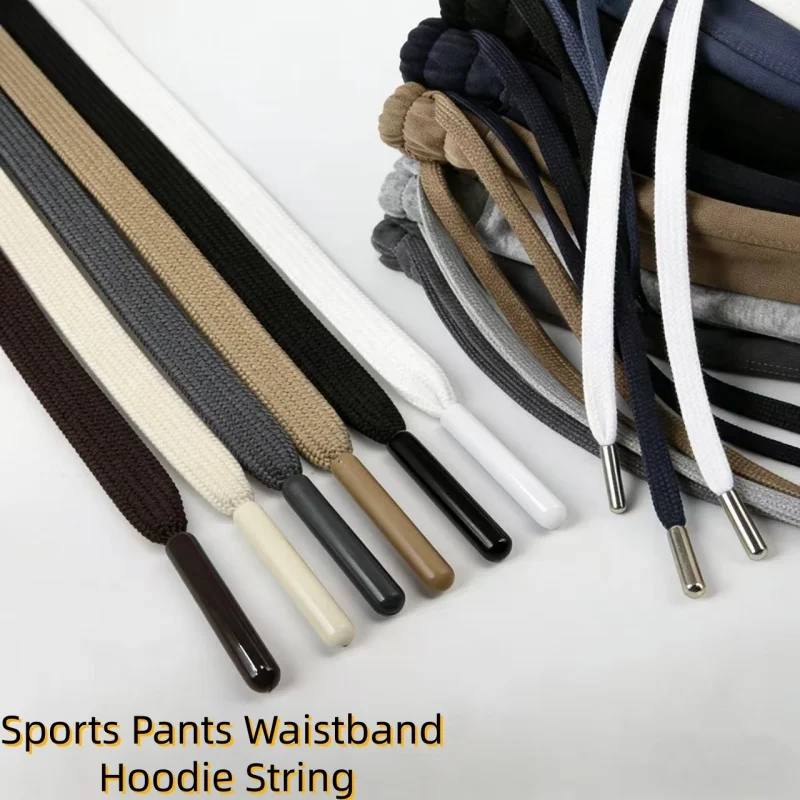 

Шнурок для спортивных брюк 140 см, цветной, с металлическим наконечником, шириной 1 см, для повседневных брюк и худи, сменный