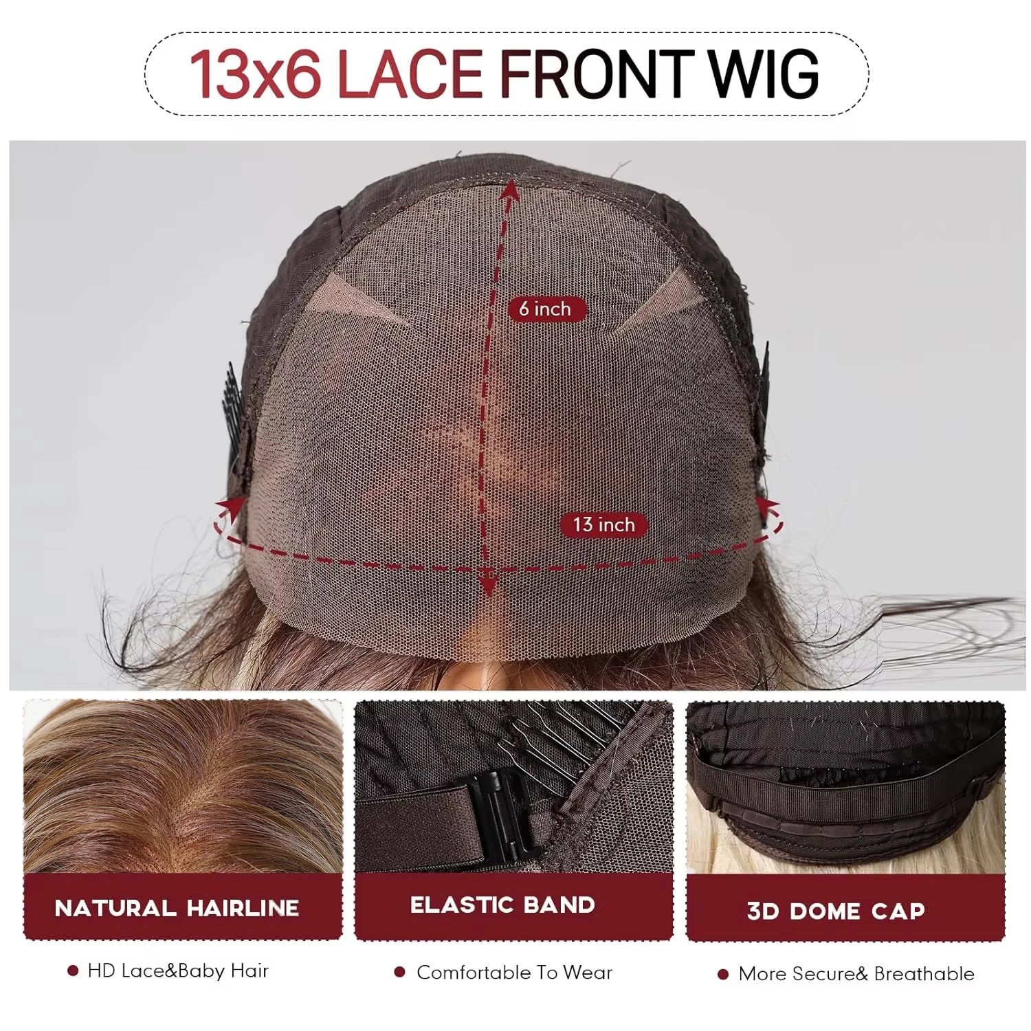EASIHAIR 13*6 Lace Front Synthetic Wigs for Women Brown Ombre Long Straight Wigs With Dark Roots Natural Hairline 22in Lace Wig