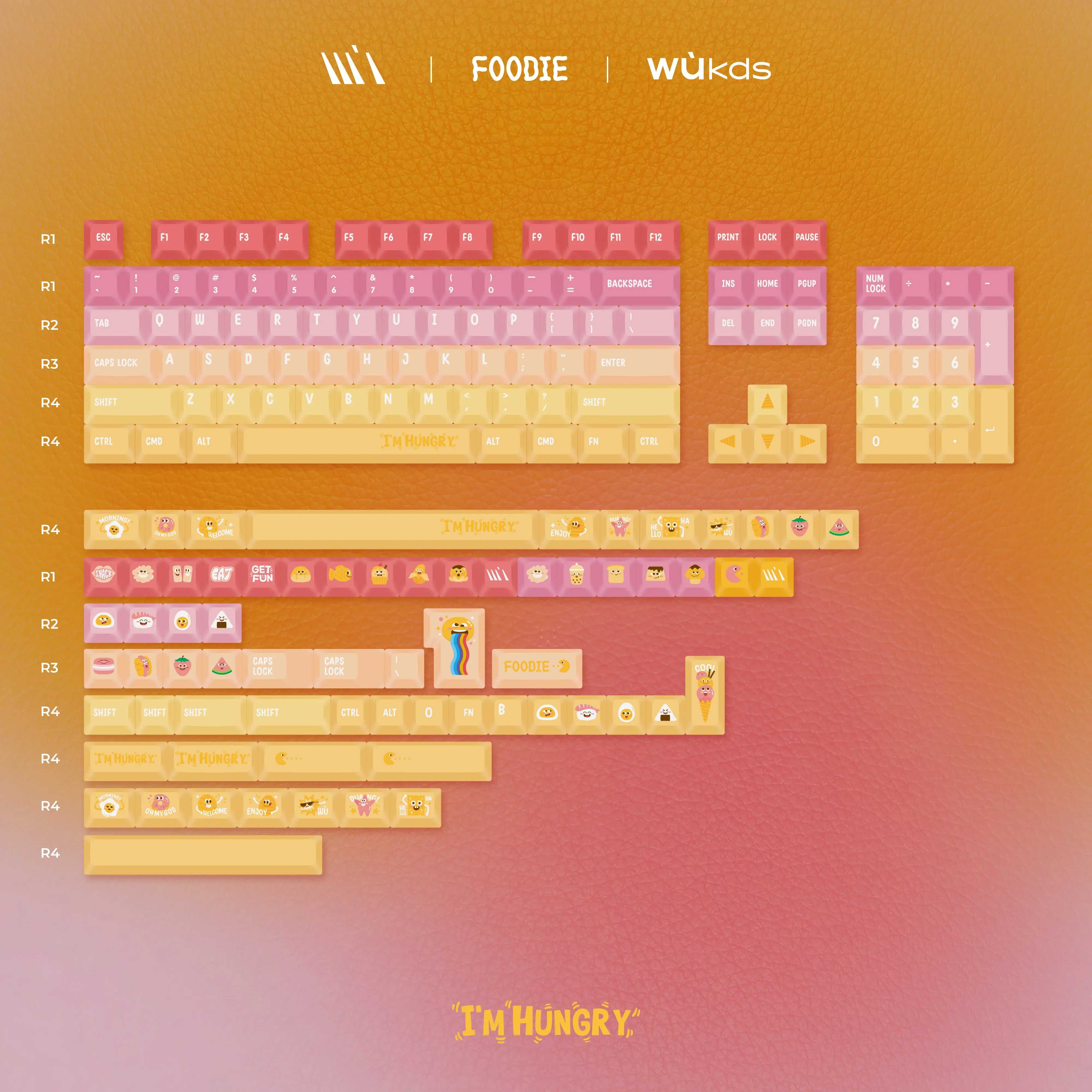 

Original cute keycap foodie 172 keys KCA height PBT full five-sided sublimation mechanical keyboard