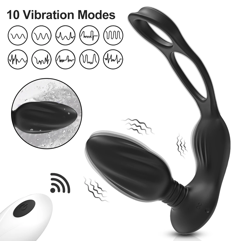 Tapón Anal vibrador con Control remoto para hombres, Anillo para el pene, masaje de próstata, tapón Anal, vibrador Anal, Juguetes sexuales para adultos, masturbación