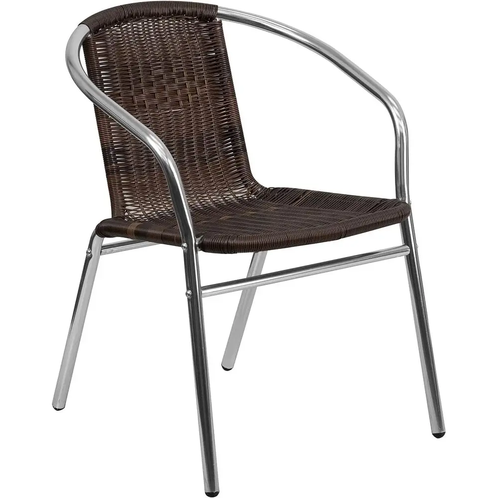 

Commercial and k Brown Rattan Indoor-Outdoor Restaurant Stack Chair (Pack o 1)