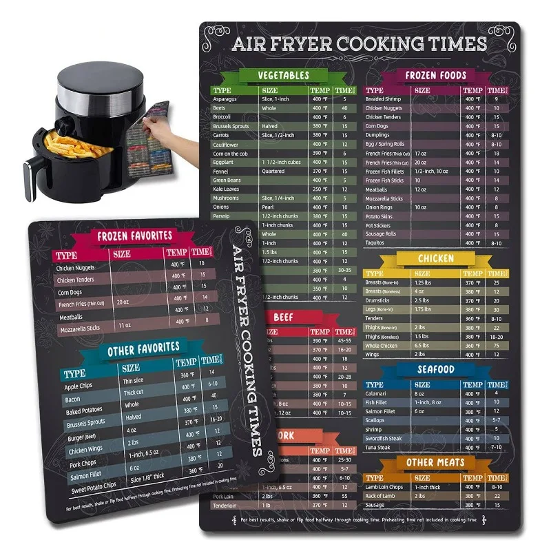 New Air Fryer Cookbook Magnetic Cheat Sheet  Food Pro Recipes Cooking Schedule Quick Reference Guide Kitchen Accessories