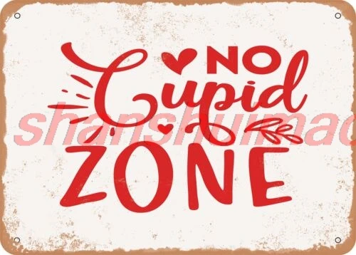 Metal Sign - No Cupid Zone - 2 - Vintage Look Sign SHANSUI