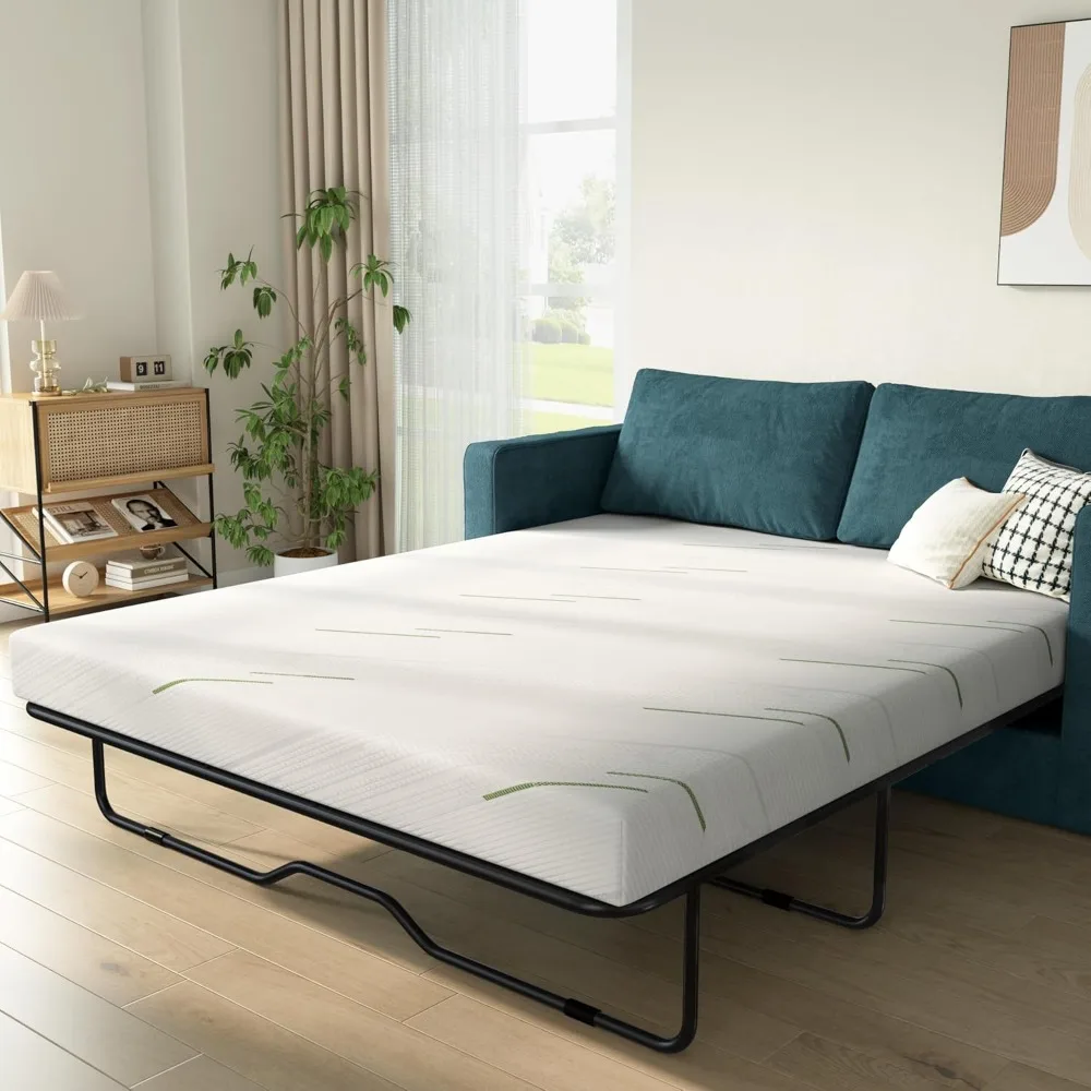 

4 Inch Gel Memory Foam Sofa Mattress Cushion Full Size - Ultra Soft Removable Cover, Non-Slip Bottom, Supportive Seat Pad for Li