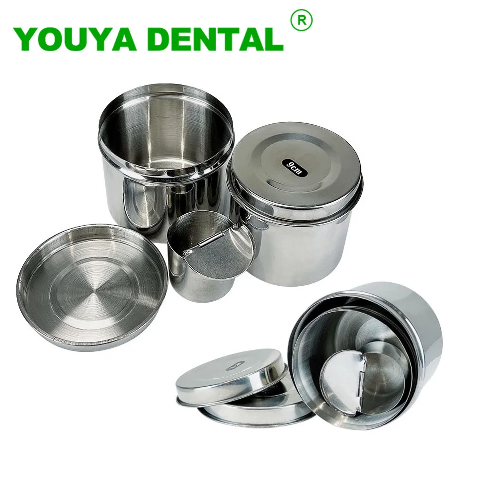 Dental Stainless Steel Cotton Canister Medical Cotton Ball Tank Alcohol Disinfection Jar Oral Ointment Cylinder Dentist Material