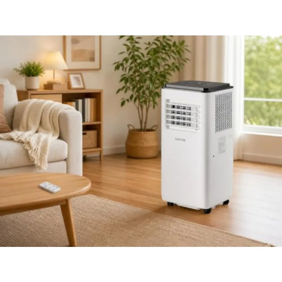 Portable air conditioner for bedroom, apartments, dorms: 10000 BTU, 3-in-1 cooling/drying/fan, remote control, LED display, 24H