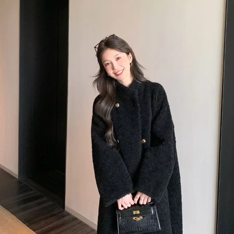 Fashionable Sheep Shearing Integrated Imitation fur Long fur Coat for Women's 2025 Autumn and Winter New Loose Lamb fur Coat WLF