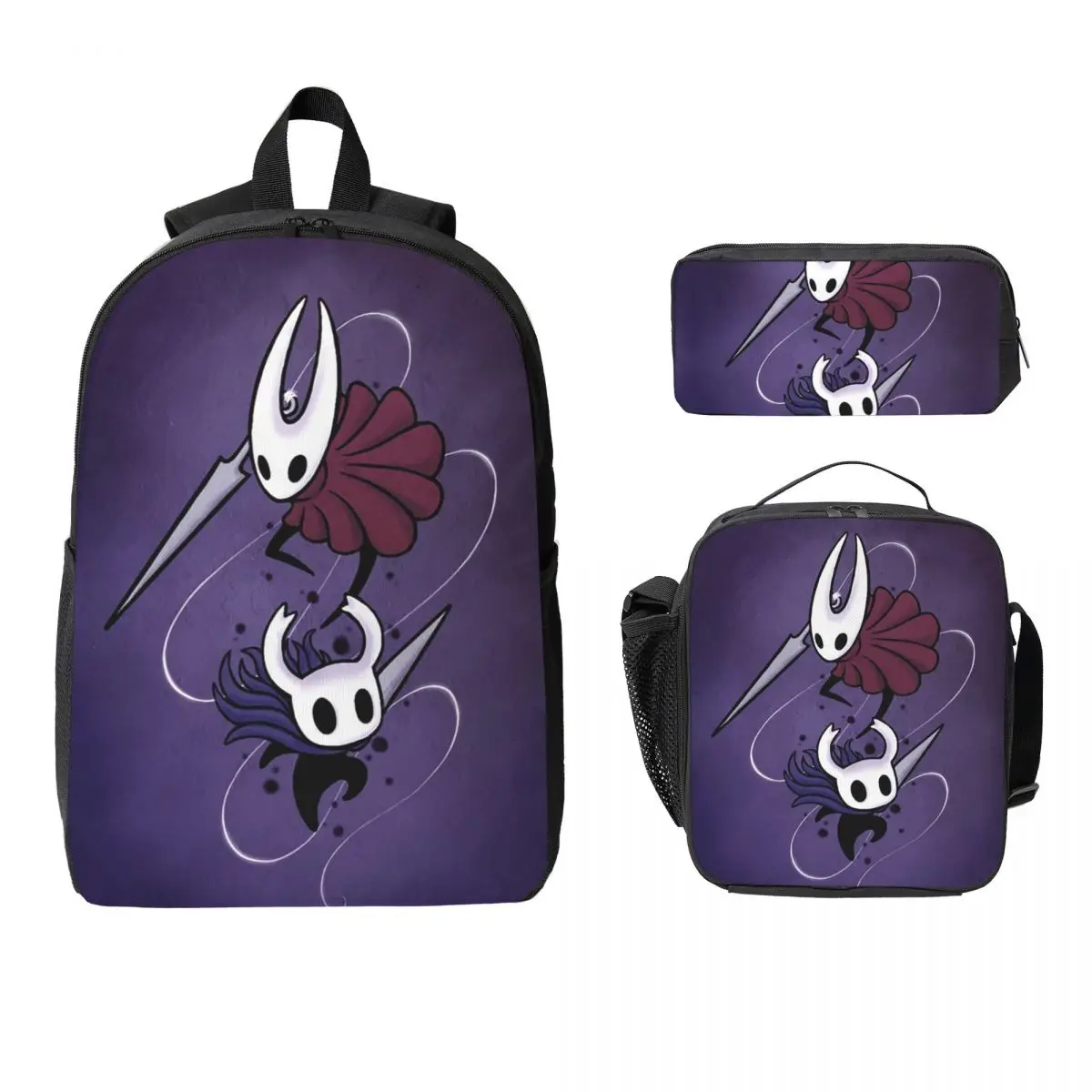 Anime Game Hollow Knight Backpack Student BookBag School Bag Computer Shoulder Bags 3ps Insulated Lunch Bag Pencil Case