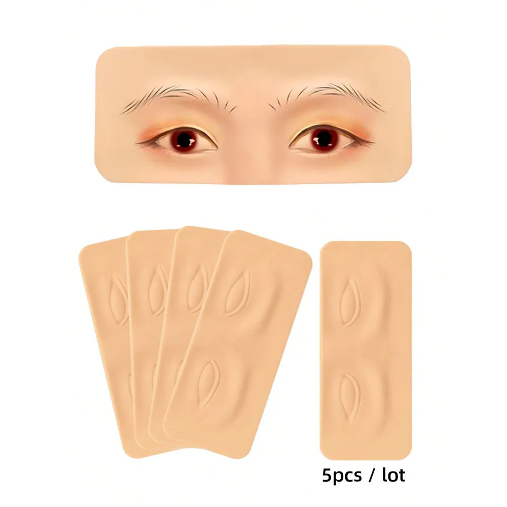 5pcs 3D Tattoo Practice Skin Fake Training Tool Permanent Makeup Tool Eyebrow Embroidery Exercise Skin Silicone Accessories