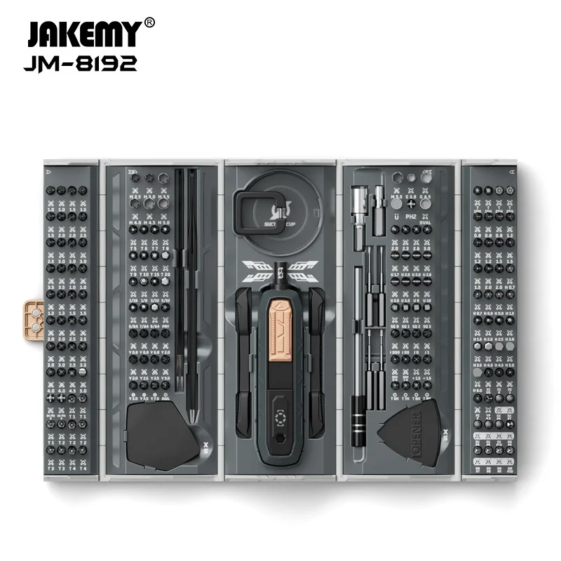 

Набор прецизионных магнитных отверток JAKEMY 180 в 1 с битами Torx CR-V для ремонта мобильных телефонов, планшетов, ноутбуков и ПК