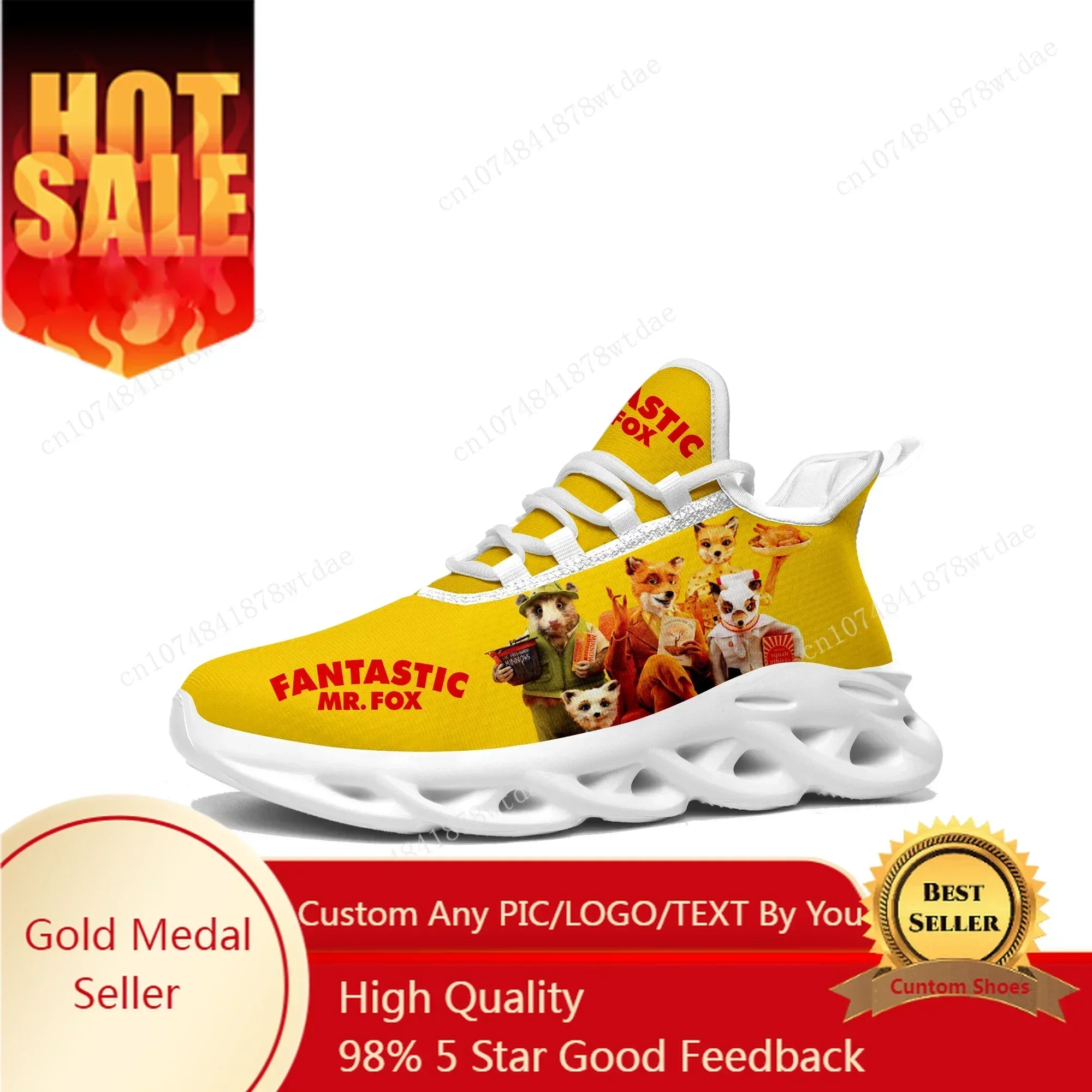 Fantastic Mr Fox Flats Sneakers Mens Womens Sports Running Shoes High Quality Cartoon Custom Lace Up Mesh Footwear