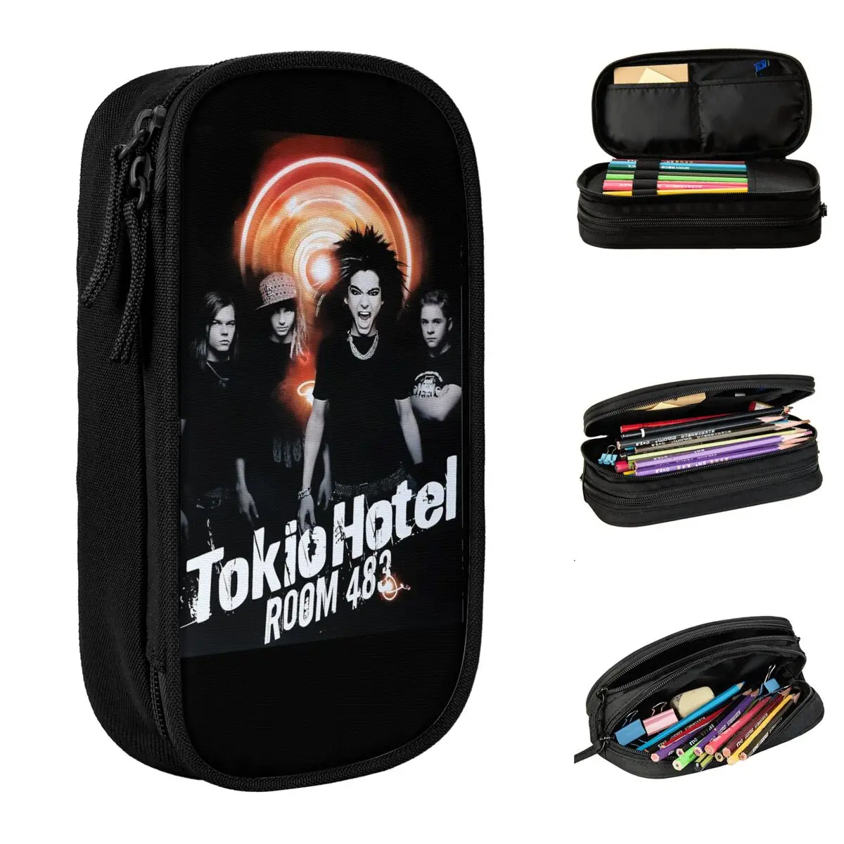 Lovely Tokio Hotel Room 483 Pencil Case Rock Music Pencilcases Pen Box for Large Storage Bags School Supplies Gifts Accessories