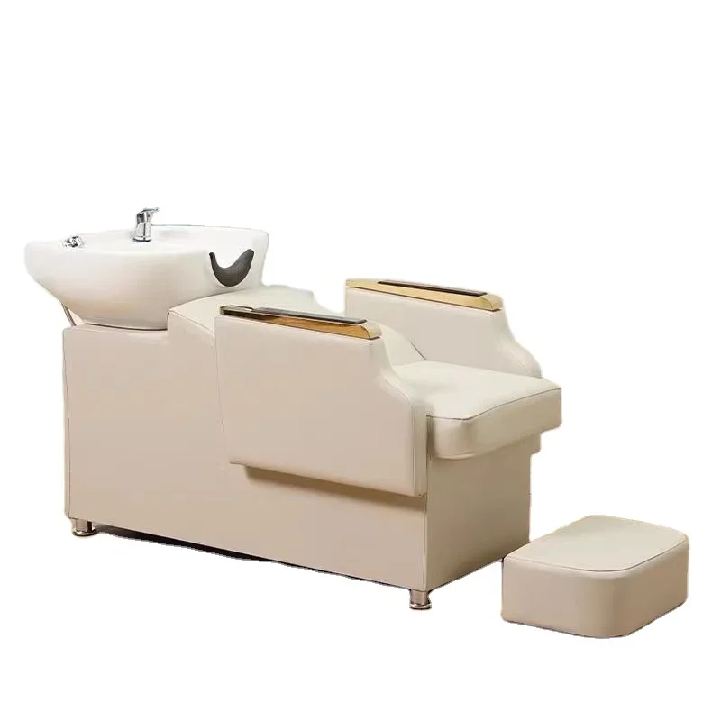 2026 Shampoo Bed Barbershop Special High-end Ceramic Half Lying Flush Bed Factory Direct Sales