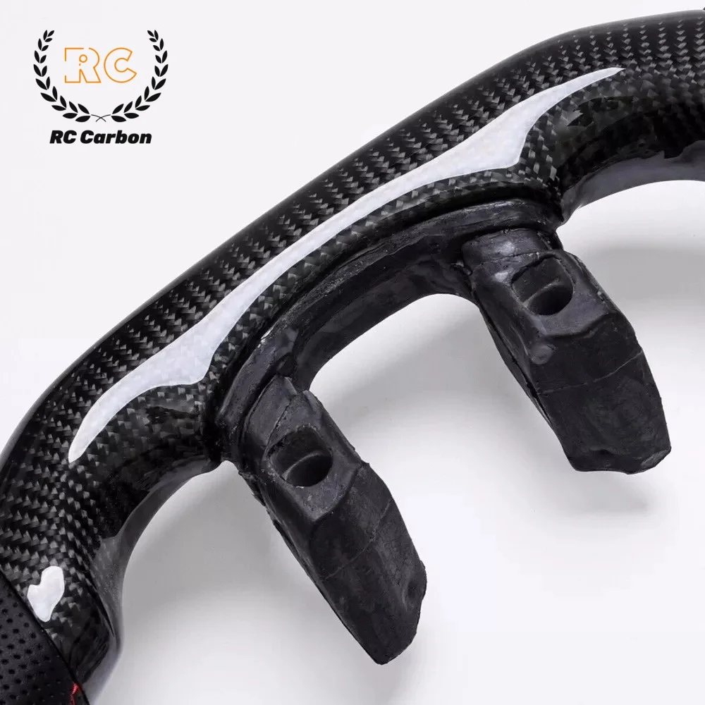 عجلة قيادة مثقوبة للسباق من ألياف الكربون الحقيقية تناسب 2012-2018 دودج رام 1500 2500 3500 بدون تسخين