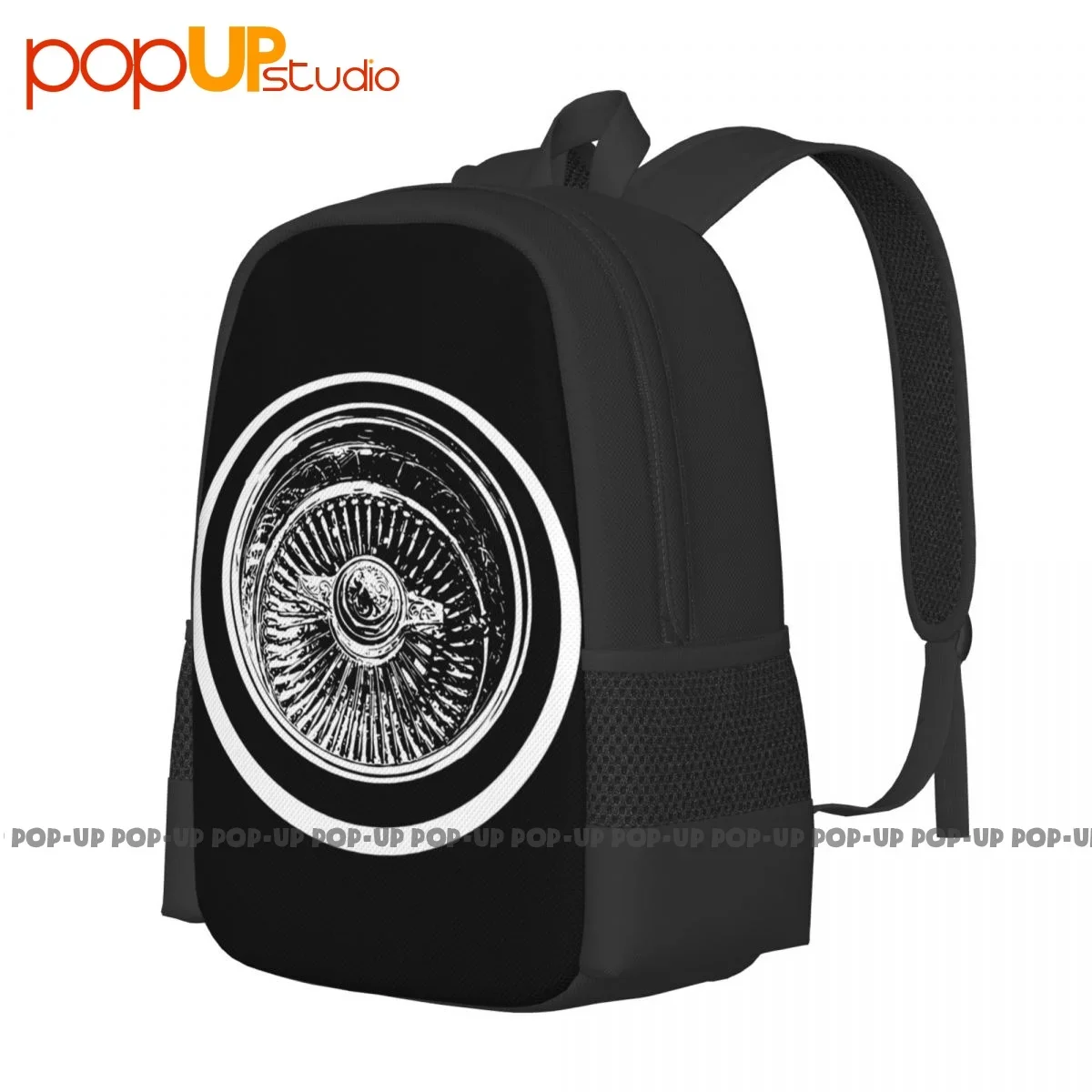 Lowrider Wire Wheel Knockoff Engraved Car Show Backpack Large Capacity Travel Portable Sports Bag Bags For Travel