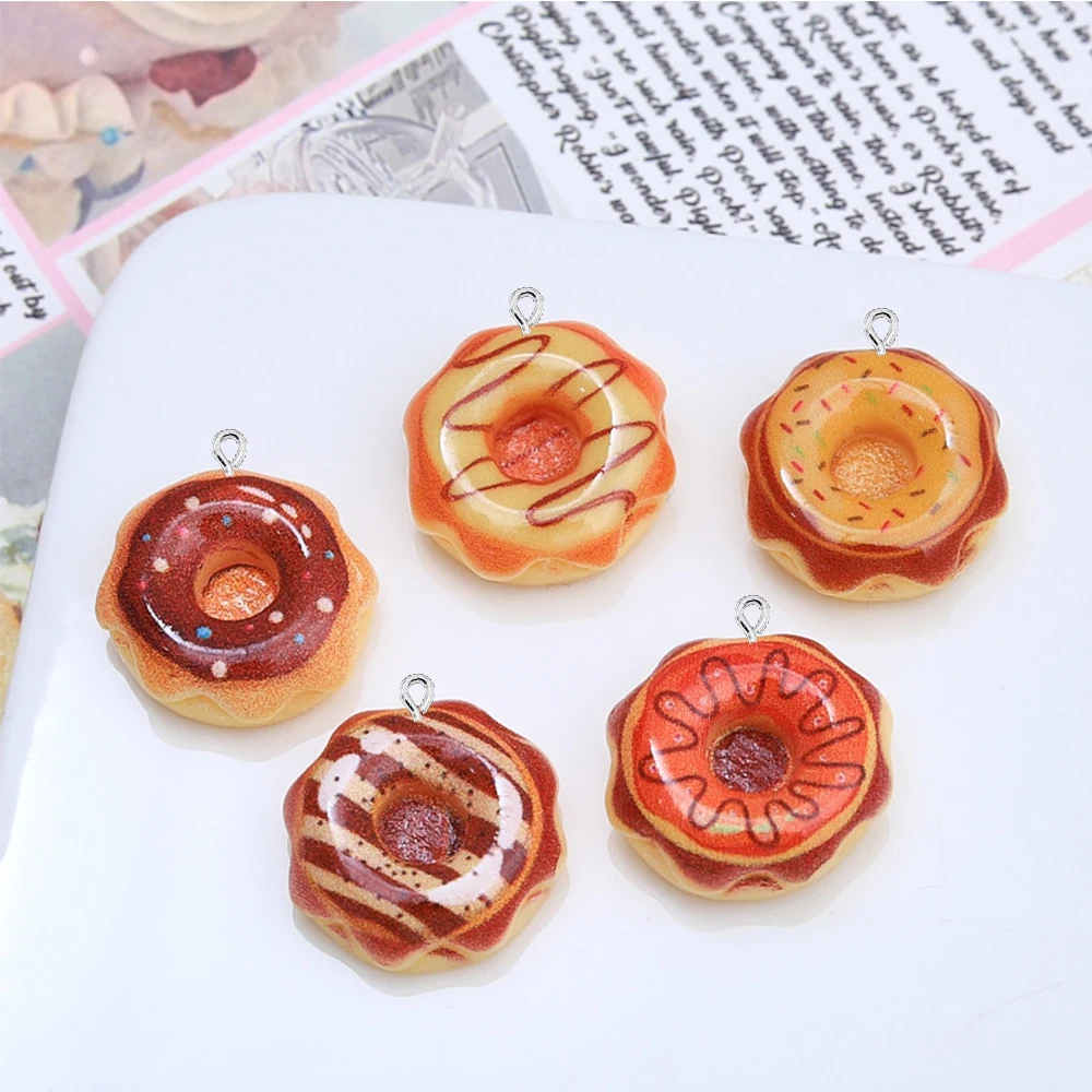 10PCS Shiny Chocolate Donut Series Flat Back Charms For Earrings Bracelet Hairpin DIY Jewelry Pendants Decoration Accessories