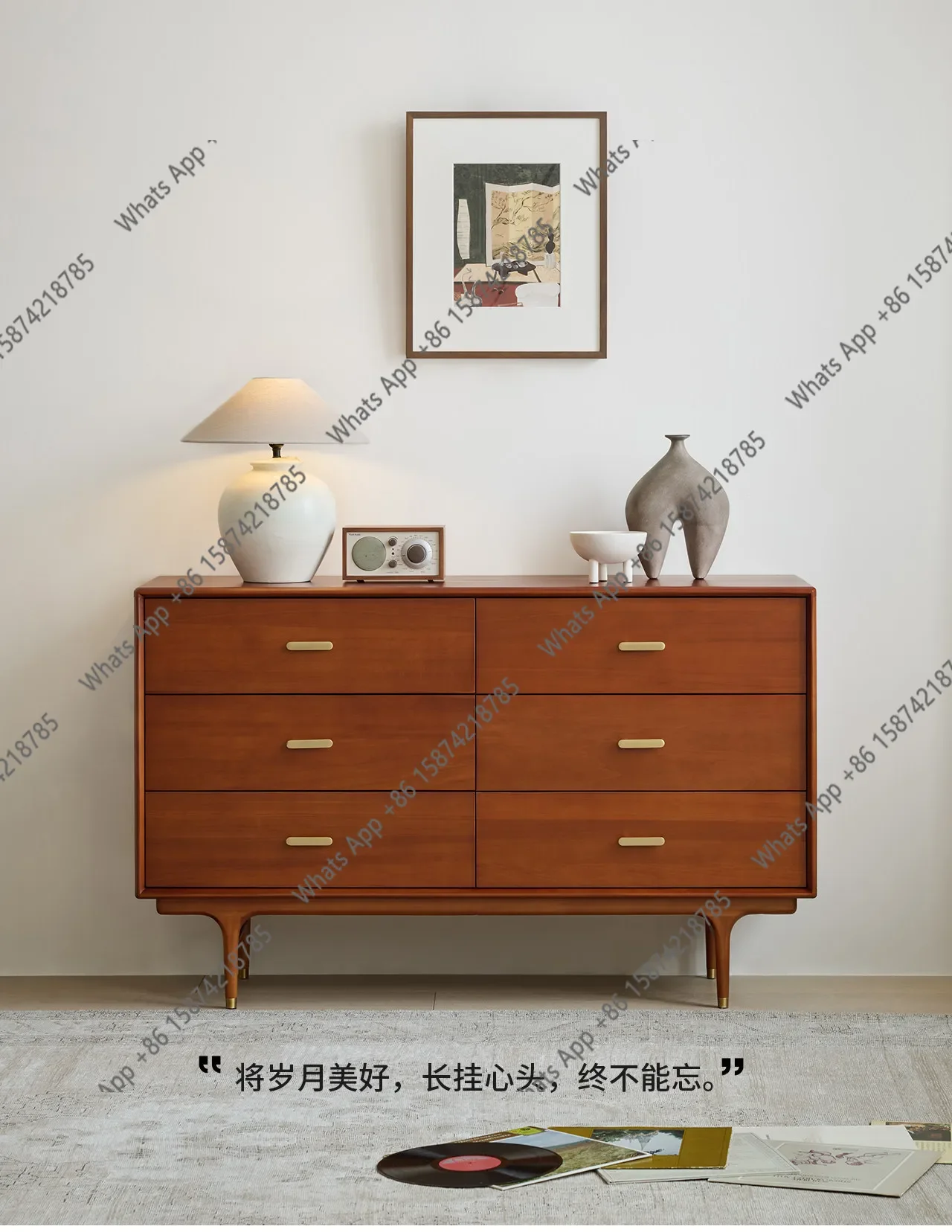 N68 Solid wood retro living room storage sideboard Nordic industrial style storage designer style high-end feel