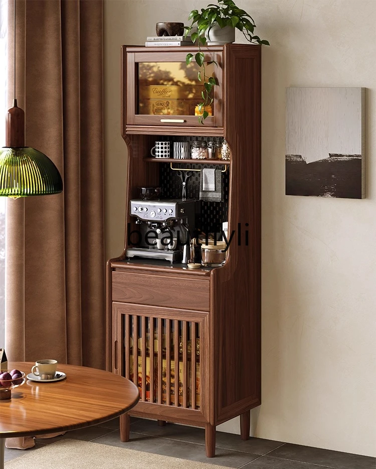 

Solid Wood Bar Cabinet for Small Apartments, Narrow Tea Cabinet, Sideboard, Coffee Cabinet, Wall-Mounted Storage Cabinet