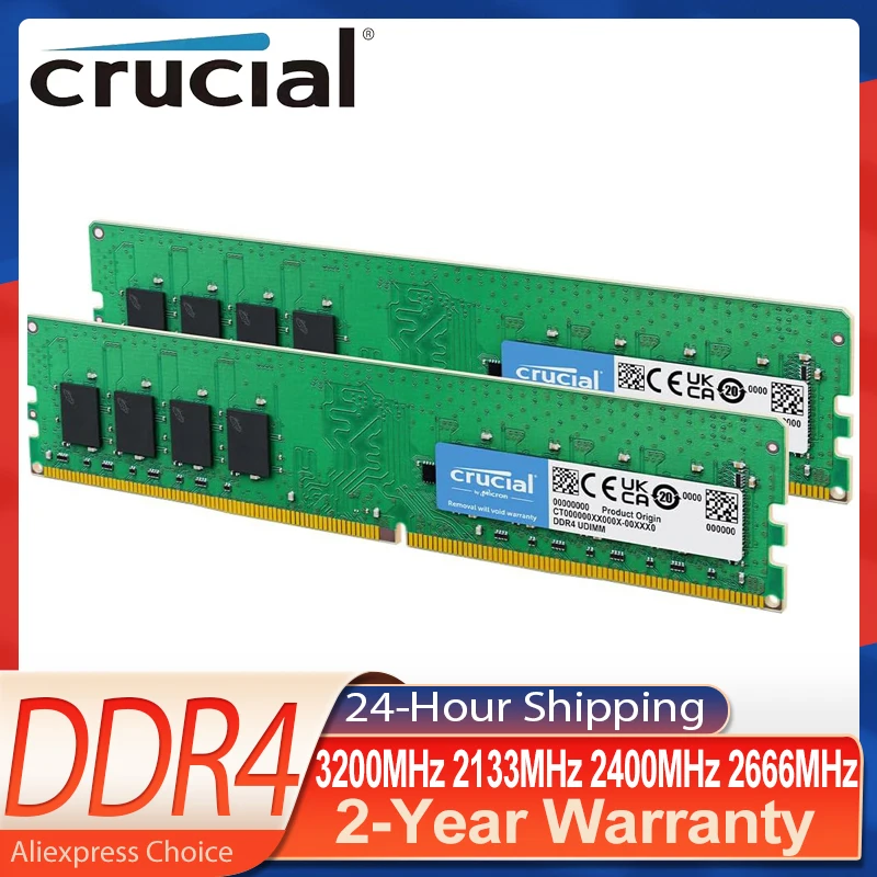 DDR4 Crucial RAM 8GB 16GB 32GB 4GB 3200MHz 2133MHz 2400MHz 2666MHz RAM PC4-19200 288-Pin For Desktop Memory PC Computer Moudle