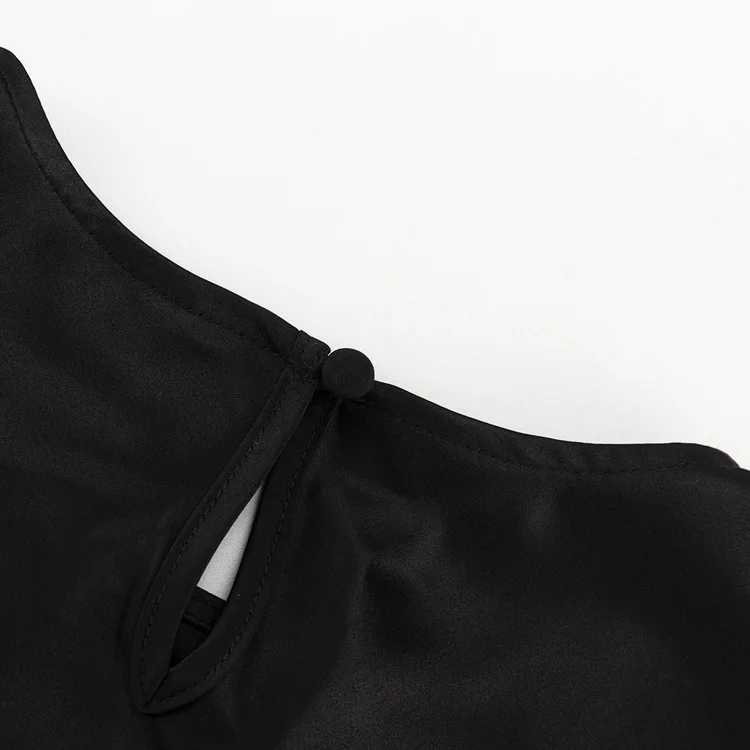 2025 แฟชั่นหลวมชุดซาตินสีดําผู้หญิง Elegant O-คอยาวแขนยาวข้อเท้าความยาวชุดเซ็กซี่หญิงชุดยาว