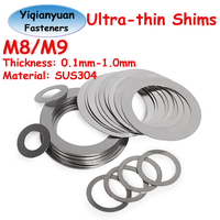 Yiqianyuan M8 M9 DIN988 SUS304 Stainless Steel Adjusting Shim Washers Ultra-thin Plain Washer Flat Gaskets