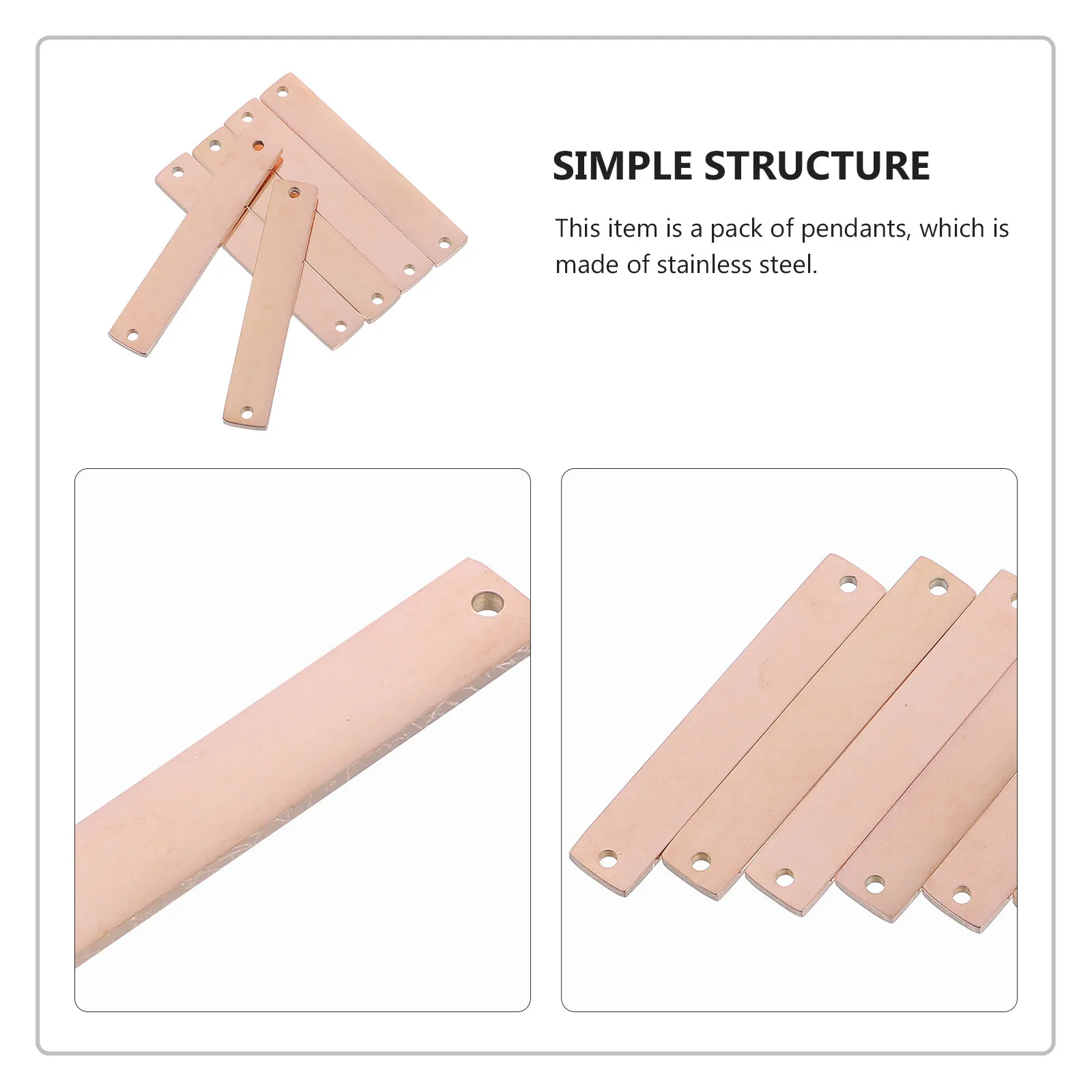 

10 шт., разъем с двойными отверстиями, кулон из нержавеющей стали, розовое золото, сделай сам, ювелирные аксессуары, зеркальная поверхность для ожерелья, сережек