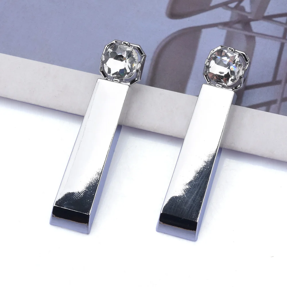 2026 جديد الذهبي مستطيل المعادن استرخى أقراط مجوهرات نسائية الهندي الرجعية هندسية بيان الأقراط الطويلة مع حجر الراين #4