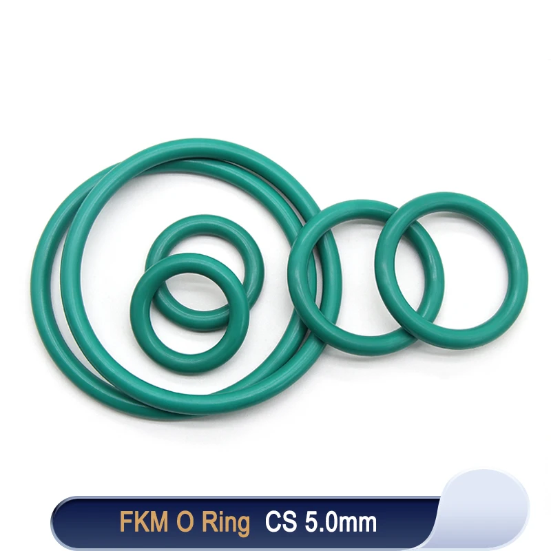 

10pcs FKM O Ring Sealing Gasket CS 5.0mm OD 16~100mm Insulation Oil Resistant High Temperature Resistance Fluorine Rubber Rings