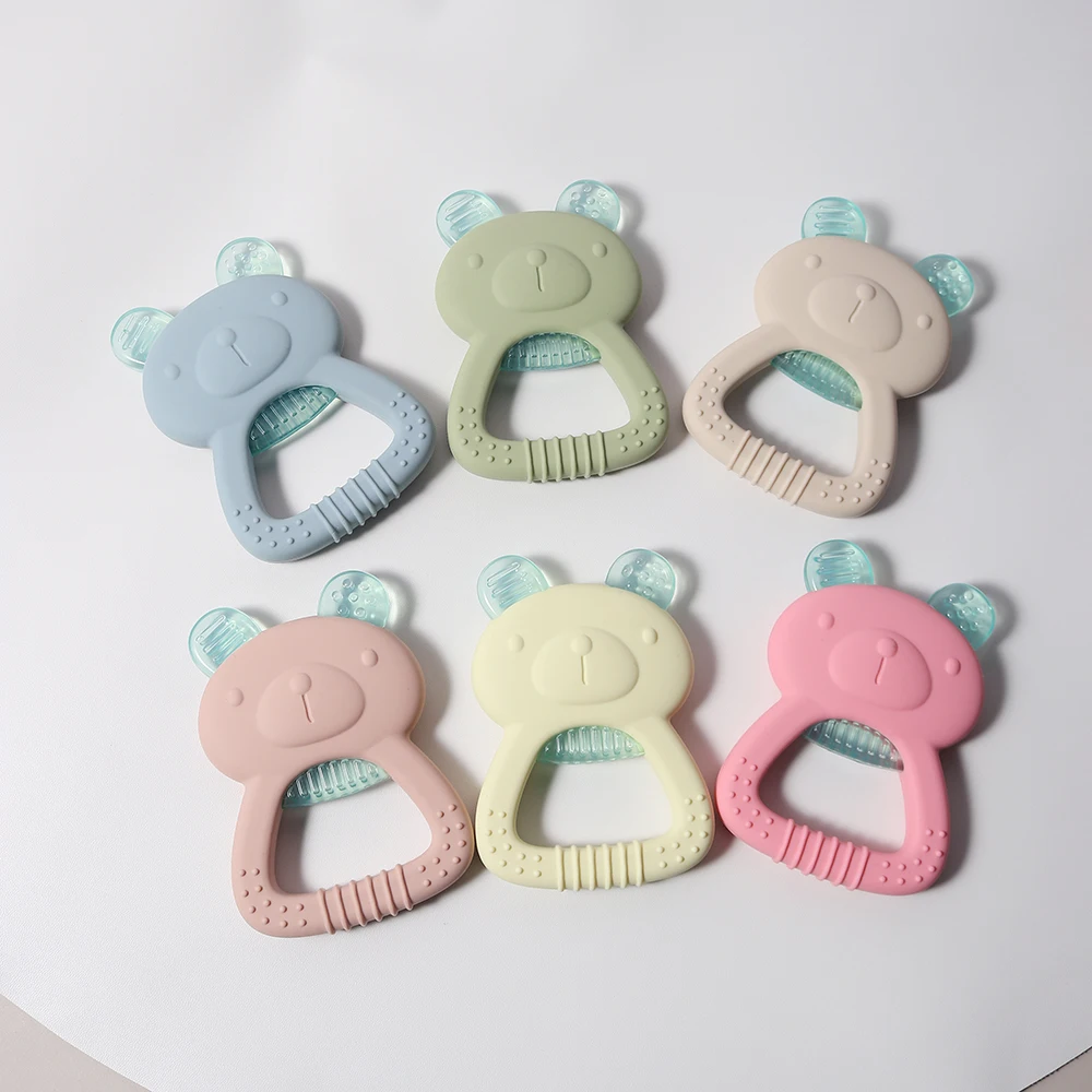 with Water-Filled Teether Bear Teether – Chilled or Warm Silicone Teething Toy for Soothing Sore Gums, BPA-Free