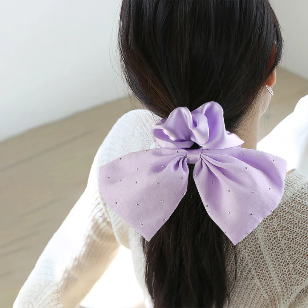 جديد الفرنسية رباط شعر طبقة مزدوجة الساتان الساخن الماس القوس غاسل رئيس زهرة المرأة القرص إكسسوارات الشعر بالجملة