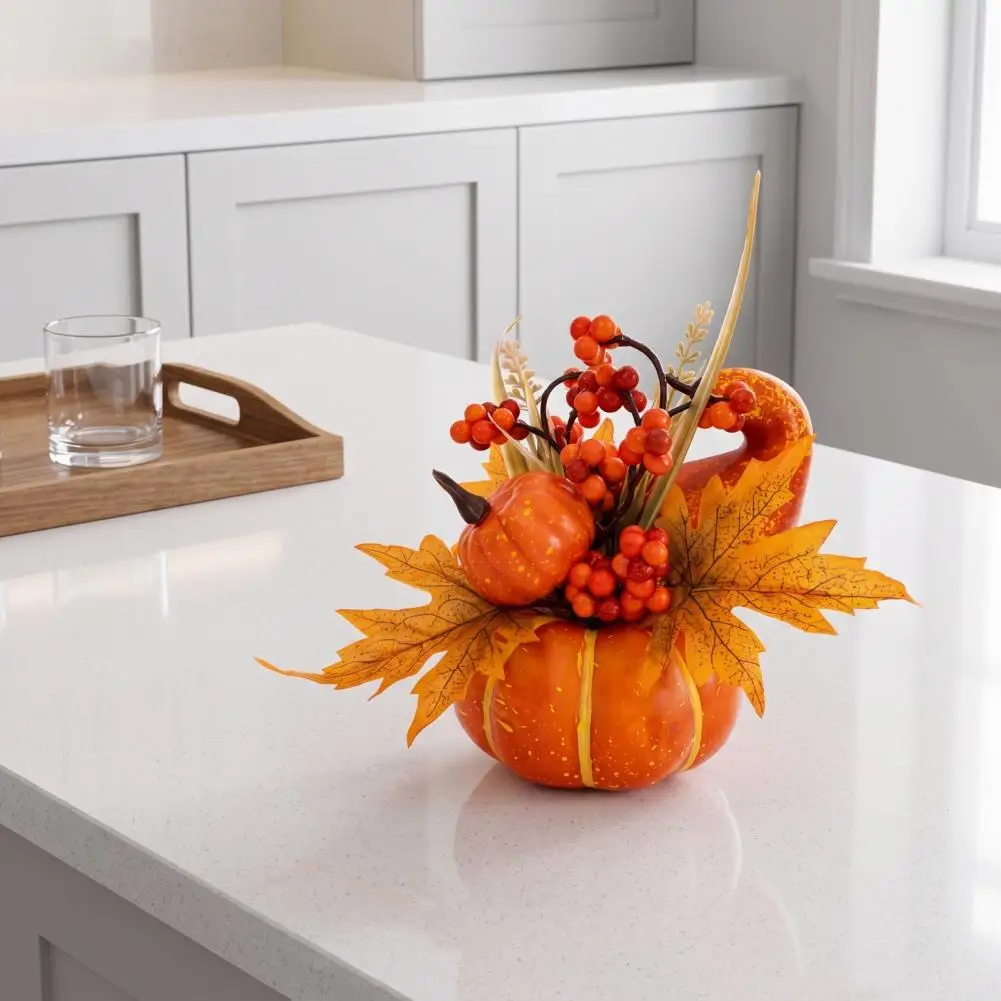 Artificial Berry Pine Cone Decor Artificial Pumpkin Table Centerpiece with Sunflowers Maple Leaves Pine Cones – Halloween Foam