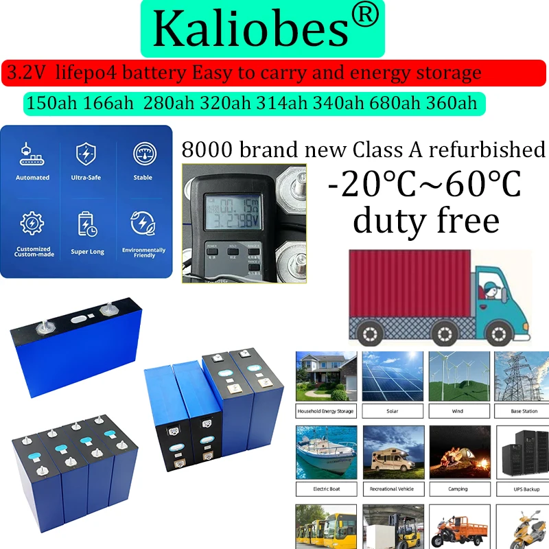 Class A 3.2V 680ah 360ah 340ah 314ah 320AH 150ah 166ah LiFePO4 Rechargeable DIY 12V 24V48V Suitable for Camping Boats Golf Carts