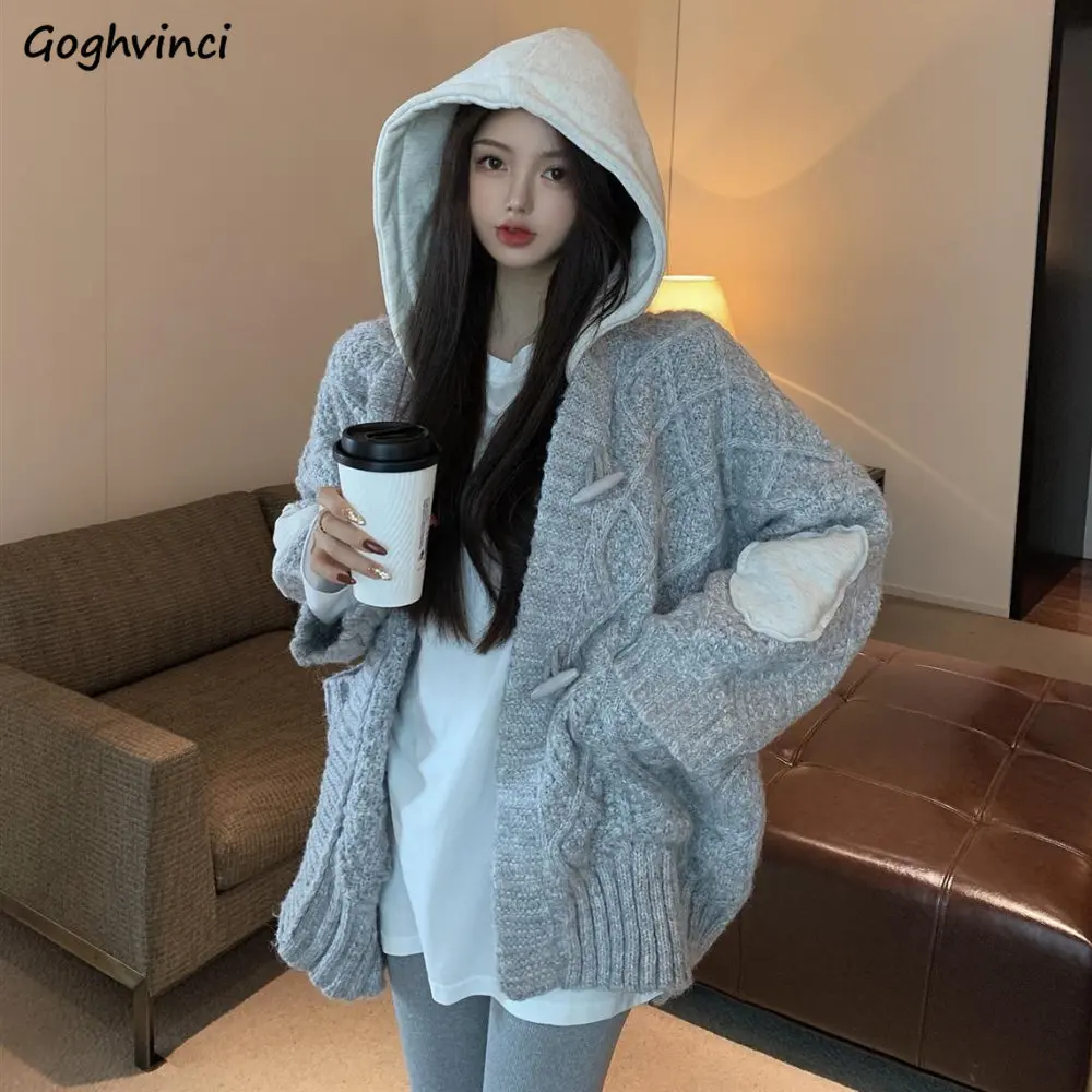 

Hooded Cardigans Women 2022 Autumn New Arrival Thick Patchwork Simple Preppy Style College Schoolgirls All-match Fashion Korean