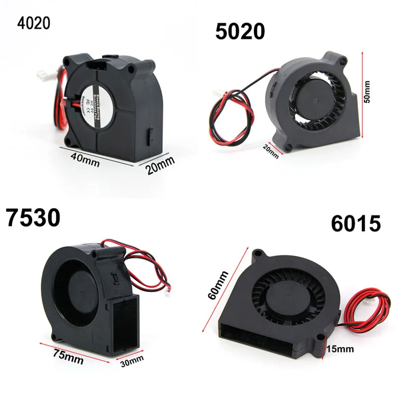 DC 5V 12V 24V 2Pin 4020 5015 6015 7530 Dmuchawa Turbo Wentylator chłodzący Bezszczotkowy 4cm 5cm 6cm 7cm do chłodnicy drukarki 3D — zdjęcie produktu 5