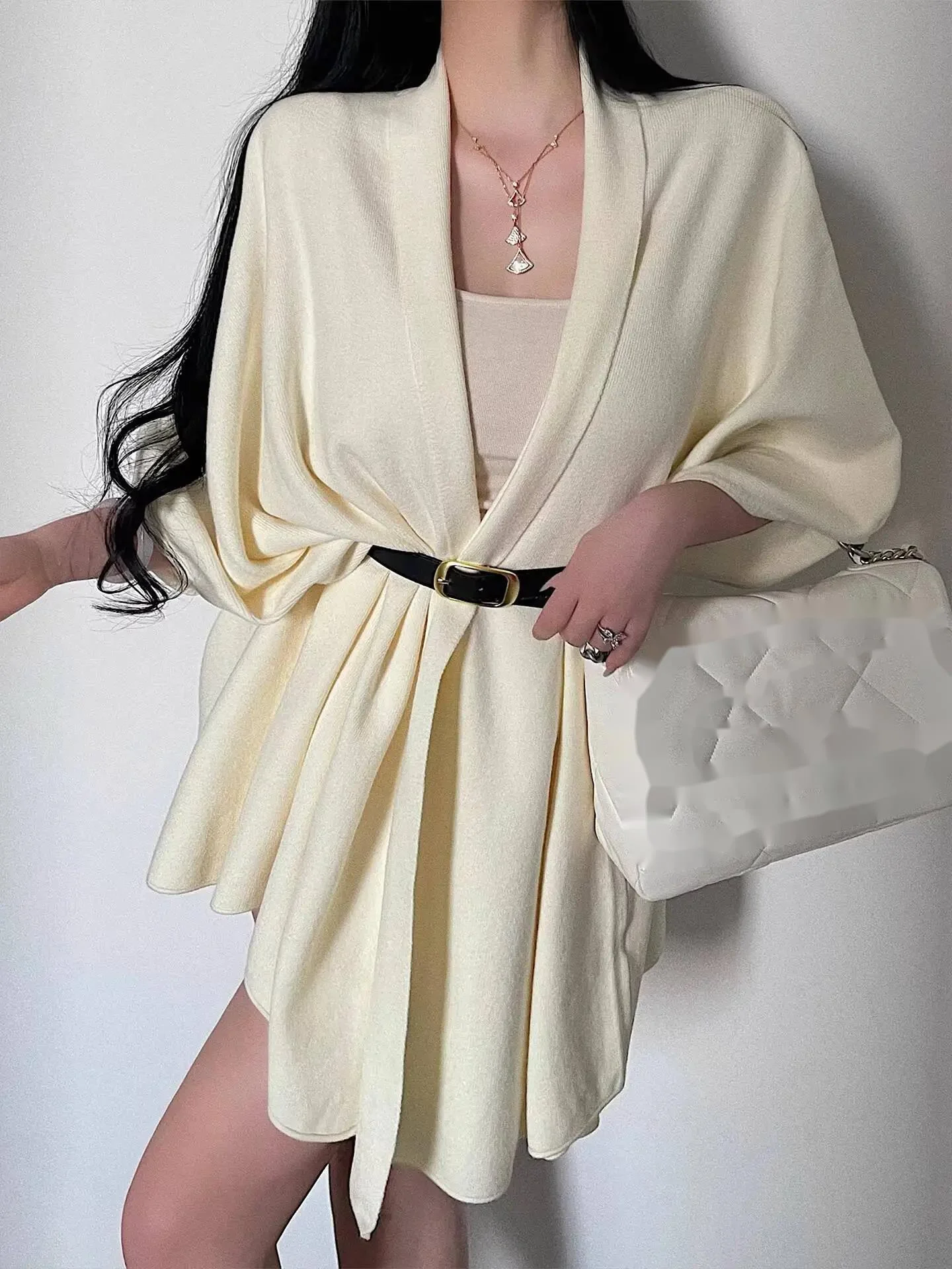 Mature Pure Desire Old Money Style Loose Slimming Belt Waist Cinching Button Knitted Cardigan Jacket Sweater Fashion Women SPC8