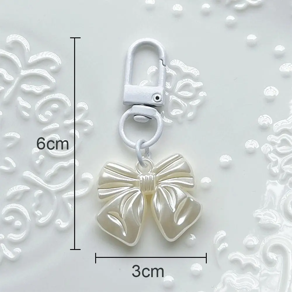 Simple Acrylic Pearl Bow Pendant Small Gift Hanging Ornament Bag Pendant Pearl Bowknot Keychain Women Girls